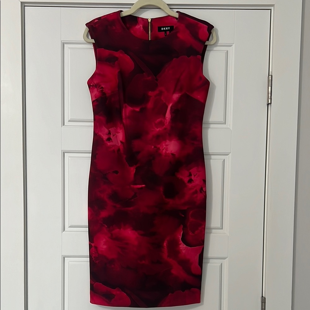 DKNY Red Sheath Midi Dress for Cocktail Events